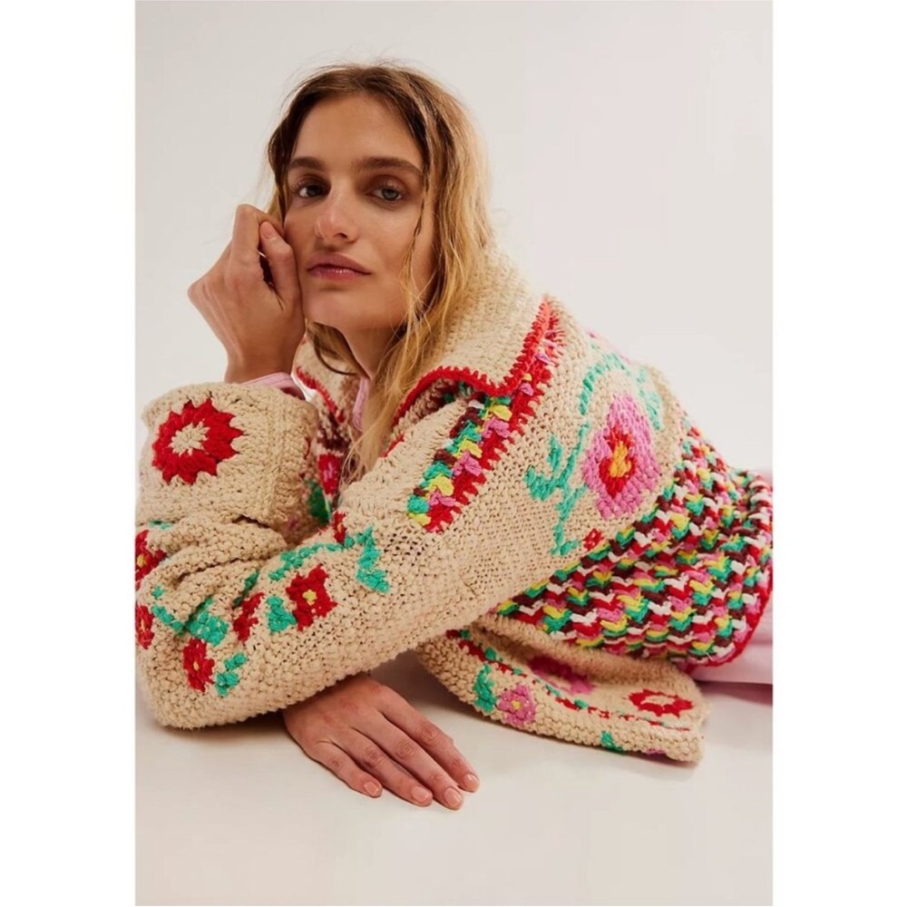 Free People Multicolor Crochet Cardigan - Picture 4 of 7